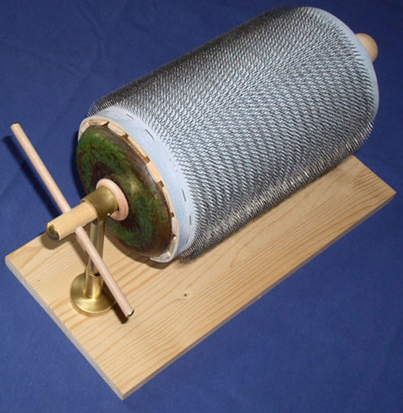 Hand-Made Drum Carder Gets Wool Ready For Spinning